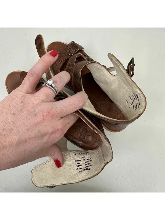 Freebird by Steven Quail Brown Leather Strappy Heeled Sandal Shoes Womens sz 10 - Picture 2 of 8